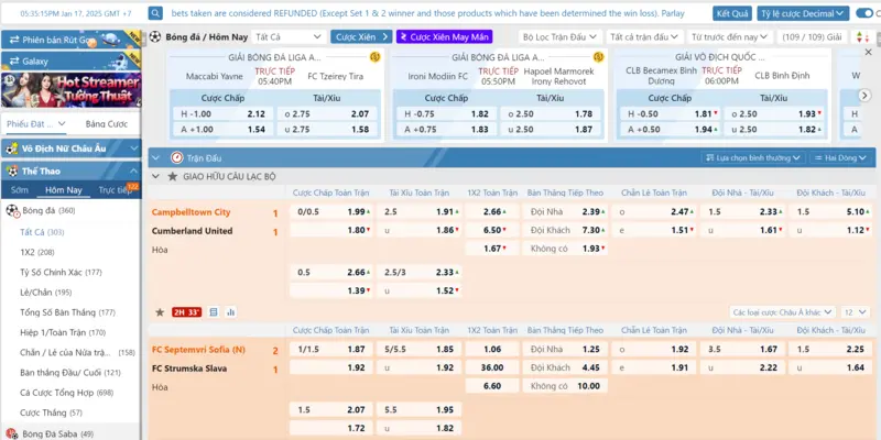 Thể Thao 33win - Tận Hưởng Giây Phút Hấp Dẫn Như Trên Sân Cỏ 4 Thể thao 33win với trải nghiệm cá cược tuyệt vời tại Saba Sports